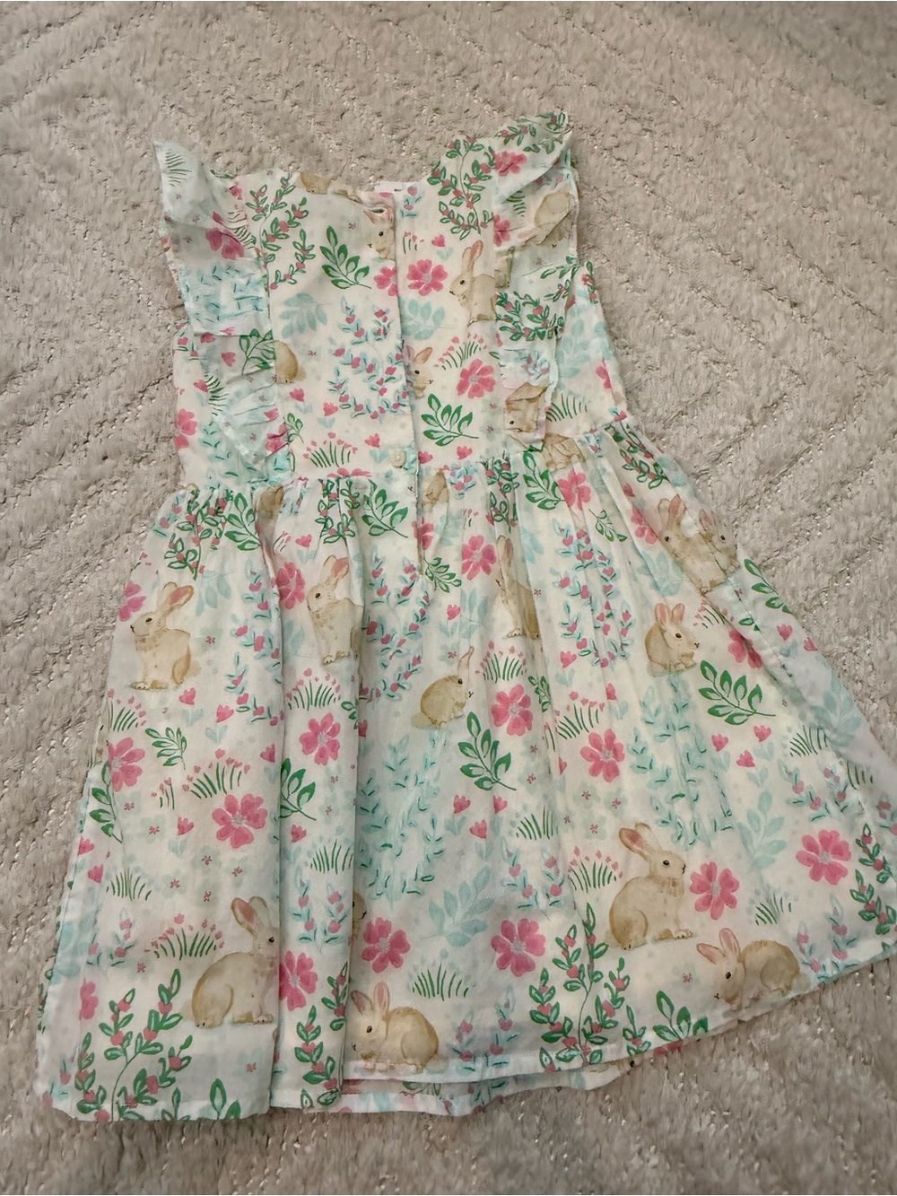 NWT - The Children's Place Pink Floral Bunny Ruffle Dress with Bows -Size 4T - Picture 3 of 4